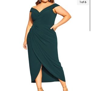 City Chic Ripple Love Off The Shoulder Dress